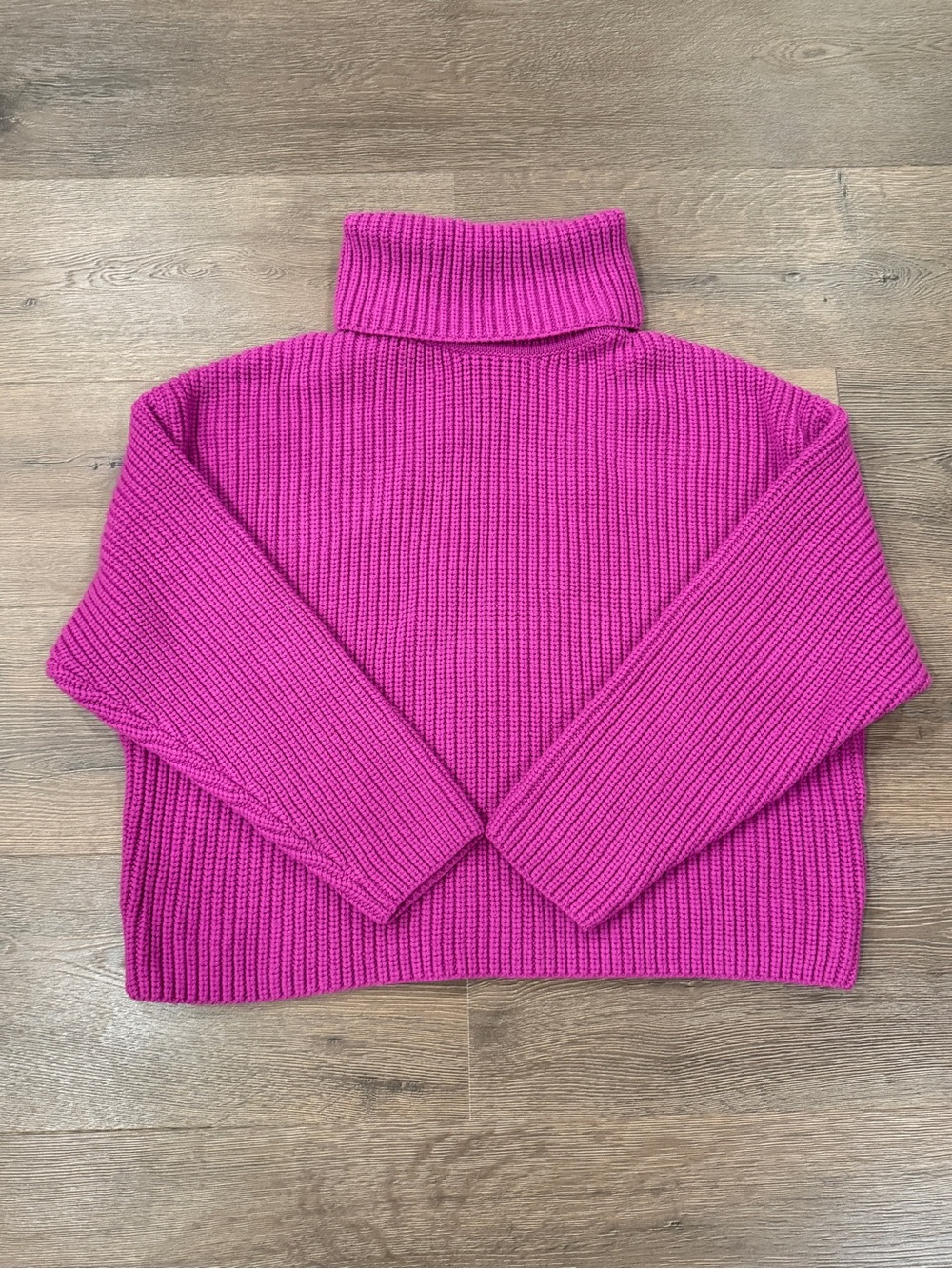 Zara knit sweater hot pink turtle neck
